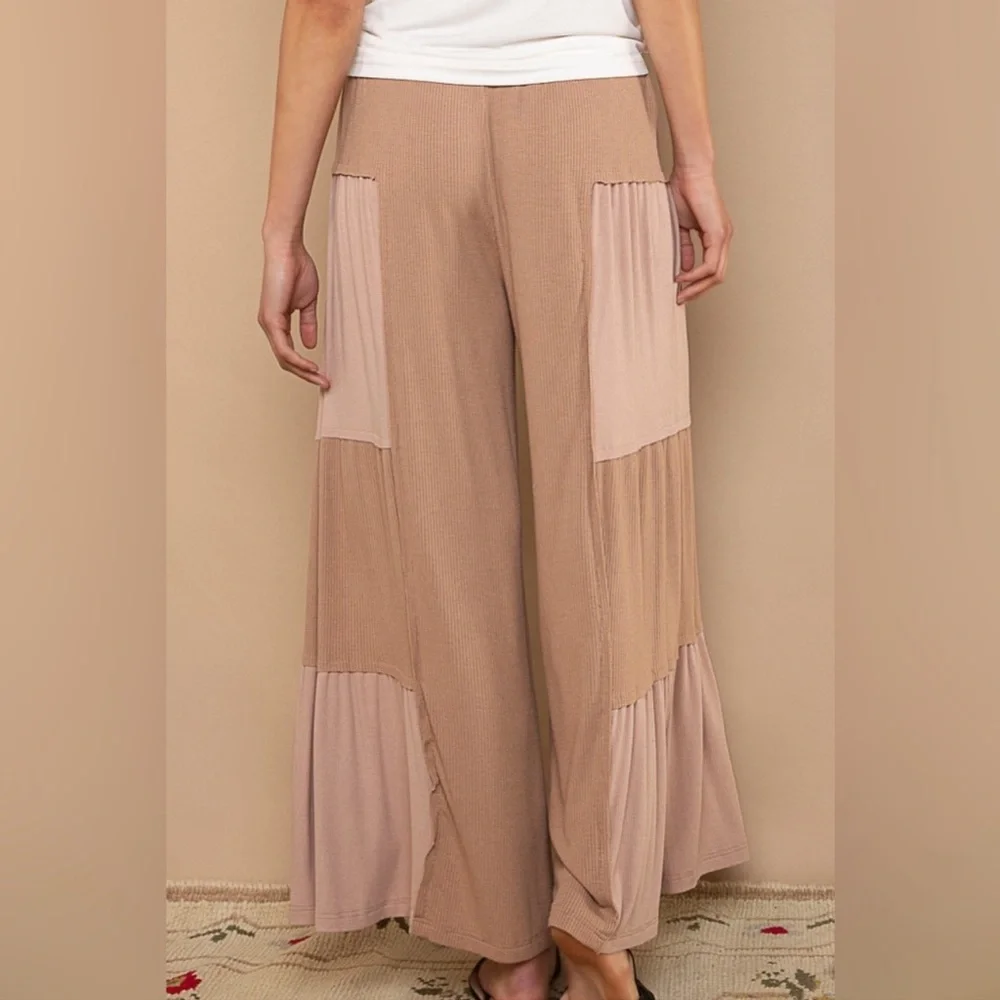 POL Mocha Latte Ribbed Knit Wide Leg Pants - Picture 4 of 5